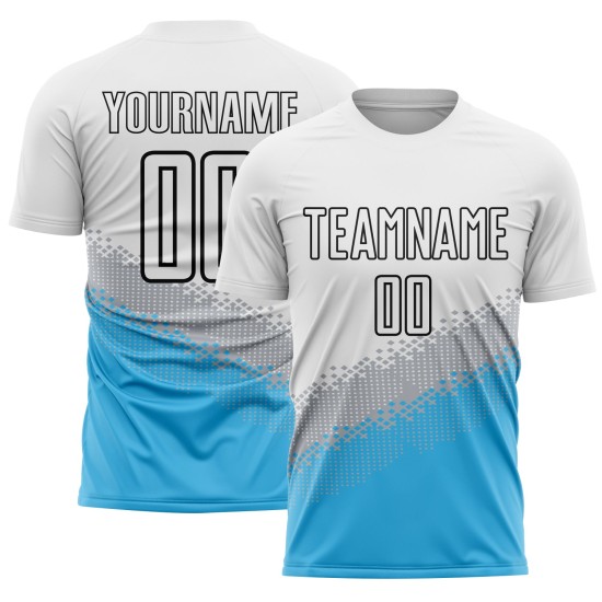 Blue-Black Sky Geometric Custom Gray Jersey Sublimation Uniform Gradient White Shape Soccer