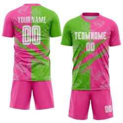 Uniform Jersey Scratch Soccer Pattern Custom Green-Pink Graffiti Sublimation Aurora