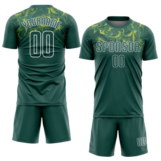 Kelly Green Custom Green-Gold Soccer Kelly Uniform Sublimation Jersey