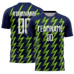 Navy Sublimation Soccer Shape Jersey Uniform Custom Zigzag Green White-Neon