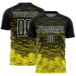 Sublimation Uniform Yellow-White Line Custom Black Light Jersey Soccer Sublimation Uniform Yellow-White Line Custom Black Light Jersey Soccer
