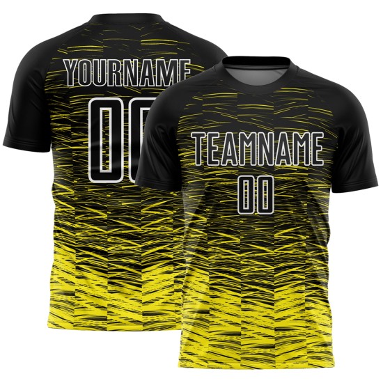 Sublimation Uniform Yellow-White Line Custom Black Light Jersey Soccer Sublimation Uniform Yellow-White Line Custom Black Light Jersey Soccer