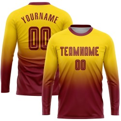 Soccer Jersey Long Fashion Fade Crimson Gold Sublimation Custom Sleeve Uniform