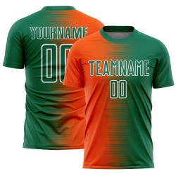 Uniform Soccer Orange-White Green Line Kelly Jersey Custom Gradient Sublimation
