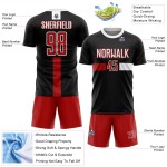 Red-White Uniform Black Custom Jersey Sublimation Soccer