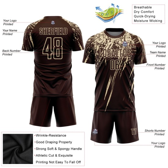 Uniform Jersey Soccer Custom Cream Brown Sublimation Uniform Jersey Soccer Custom Cream Brown Sublimation