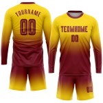 Soccer Jersey Long Fashion Fade Crimson Gold Sublimation Custom Sleeve Uniform Soccer Jersey Long Fashion Fade Crimson Gold Sublimation Custom Sleeve Uniform