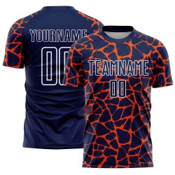 Network Jersey Sublimation Soccer Splash Abstract Uniform Custom Navy Orange-White