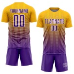 Jersey Soccer Gold Line Sublimation Gradient Purple-White Custom Uniform