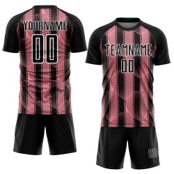 Uniform Abstract Black Pink-White Medium Custom Soccer Network Jersey Sublimation