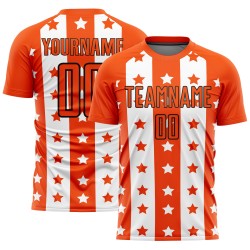 Stars Jersey Orange Stripes And Soccer Sublimation Custom Uniform Black-White