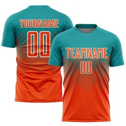 Soccer Sublimation Teal Jersey Uniform Orange-White Custom