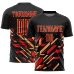 Jersey Black Gold Uniform Custom Sublimation Red-Old Soccer Lines Jersey Black Gold Uniform Custom Sublimation Red-Old Soccer Lines