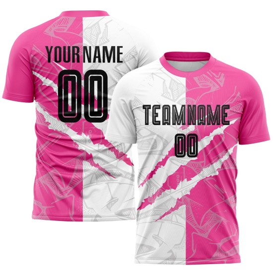 Sublimation Pattern Graffiti Black-Pink Custom Scratch Soccer Uniform Jersey Sublimation Pattern Graffiti Black-Pink Custom Scratch Soccer Uniform Jersey