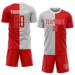 Fashion Split Soccer Gray Red-White Custom Jersey Sublimation Uniform Fashion Split Soccer Gray Red-White Custom Jersey Sublimation Uniform