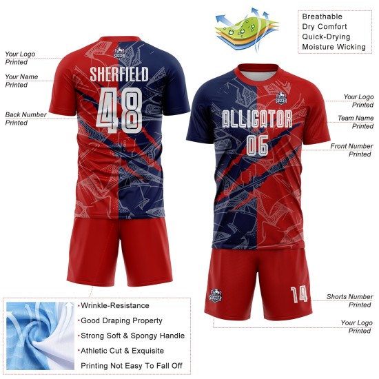 Soccer Pattern USA Red-Navy Custom Uniform Sublimation Jersey Graffiti Scratch