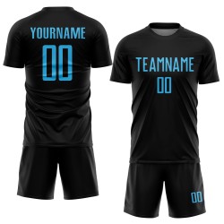 Uniform Blue Black Custom Jersey Sky Sublimation Soccer