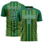 Sublimation Gold-White Shape Jersey Geometric Soccer Uniform Custom Kelly Green
