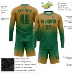 Green Uniform Old Soccer Custom Jersey Fade Sublimation Long Kelly Sleeve Gold Fashion Green Uniform Old Soccer Custom Jersey Fade Sublimation Long Kelly Sleeve Gold Fashion
