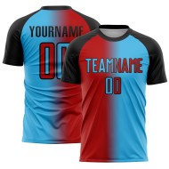 Blue Sublimation Sky Custom Soccer Gradient Uniform Red-Black Jersey Fashion Blue Sublimation Sky Custom Soccer Gradient Uniform Red-Black Jersey Fashion