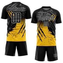 Scratch Gradient Jersey Yellow-White Splash Sublimation Soccer Black Uniform Custom