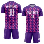 Jersey Shape Uniform Zigzag Soccer Purple Custom Sublimation White-Pink Jersey Shape Uniform Zigzag Soccer Purple Custom Sublimation White-Pink