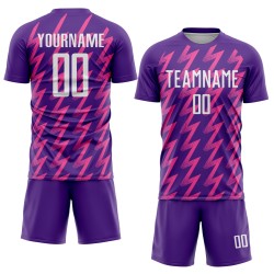 Jersey Shape Uniform Zigzag Soccer Purple Custom Sublimation White-Pink
