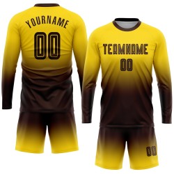 Long Uniform Gold Custom Brown Sleeve Fashion Sublimation Jersey Fade Soccer