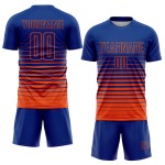 Fade Orange Royal Soccer Jersey Sublimation Fashion Pinstripe Uniform Custom Fade Orange Royal Soccer Jersey Sublimation Fashion Pinstripe Uniform Custom