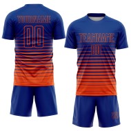 Fade Orange Royal Soccer Jersey Sublimation Fashion Pinstripe Uniform Custom Fade Orange Royal Soccer Jersey Sublimation Fashion Pinstripe Uniform Custom