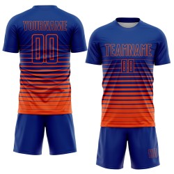Fade Orange Royal Soccer Jersey Sublimation Fashion Pinstripe Uniform Custom