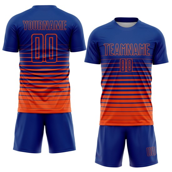 Fade Orange Royal Soccer Jersey Sublimation Fashion Pinstripe Uniform Custom Fade Orange Royal Soccer Jersey Sublimation Fashion Pinstripe Uniform Custom