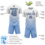 White Light Blue-Black Custom Gradient Line Uniform Soccer Jersey Sublimation