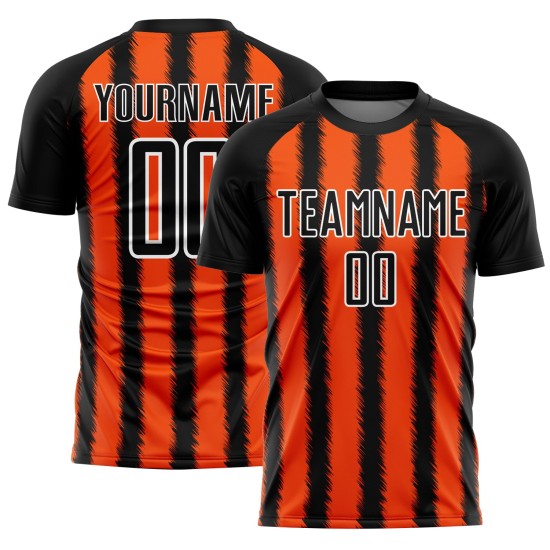 Soccer Sublimation Custom Uniform Line Jersey Black Orange-White Soccer Sublimation Custom Uniform Line Jersey Black Orange-White