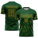 Sublimation Soccer Green Custom Green Uniform Jersey Gold-Kelly Abstract Fragment Art