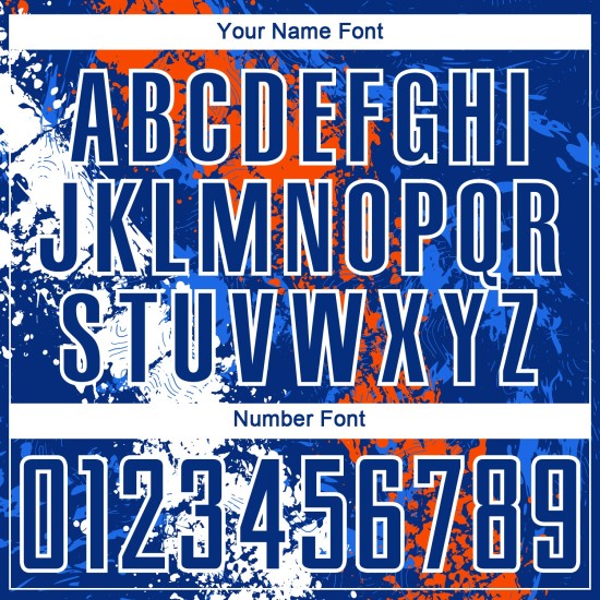 Royal Sublimation Jersey Custom Art Dripping Splatter Orange-White Soccer Uniform Royal Sublimation Jersey Custom Art Dripping Splatter Orange-White Soccer Uniform