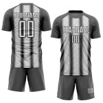 Uniform Gray Jersey Ethnic Steel White-Black Soccer Stripes Custom Sublimation Uniform Gray Jersey Ethnic Steel White-Black Soccer Stripes Custom Sublimation