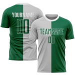 Fashion Soccer Green-White Split Uniform Gray Kelly Sublimation Jersey Custom