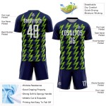 Navy Sublimation Soccer Shape Jersey Uniform Custom Zigzag Green White-Neon