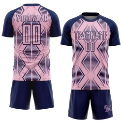 Soccer Shapes Geometric Jersey Pink Custom Uniform Light Navy Sublimation