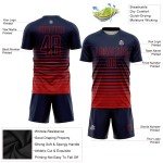 Fade Navy Pinstripe Fashion Jersey Soccer Red Custom Sublimation Uniform Fade Navy Pinstripe Fashion Jersey Soccer Red Custom Sublimation Uniform