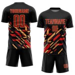 Jersey Black Gold Uniform Custom Sublimation Red-Old Soccer Lines Jersey Black Gold Uniform Custom Sublimation Red-Old Soccer Lines
