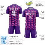 Jersey Shape Uniform Zigzag Soccer Purple Custom Sublimation White-Pink Jersey Shape Uniform Zigzag Soccer Purple Custom Sublimation White-Pink