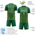 Sublimation Gold-White Shape Jersey Geometric Soccer Uniform Custom Kelly Green