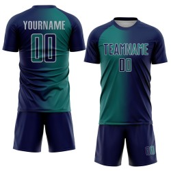 Teal-Gray Navy Jersey Soccer Custom Fashion Uniform Gradient Sublimation