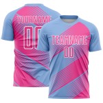 Light Jersey Sublimation Line Custom Uniform Soccer Blue Pink-White