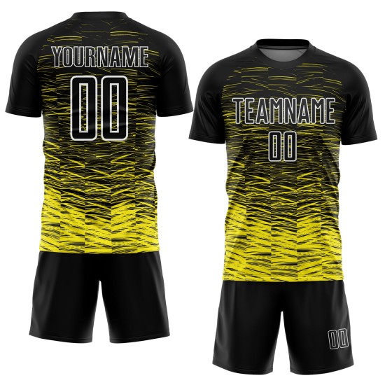 Sublimation Uniform Yellow-White Line Custom Black Light Jersey Soccer Sublimation Uniform Yellow-White Line Custom Black Light Jersey Soccer