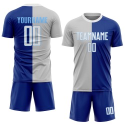 Royal Uniform Split Custom Sublimation Fashion Soccer Jersey White-Gray
