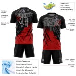 Black Custom Gradient Scratch Uniform Splash Soccer Red-White Sublimation Jersey
