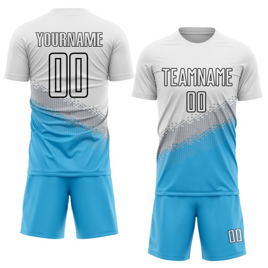 Blue-Black Sky Geometric Custom Gray Jersey Sublimation Uniform Gradient White Shape Soccer